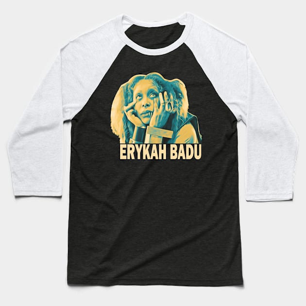 Erykah Badu Limit Color Baseball T-Shirt by erd's